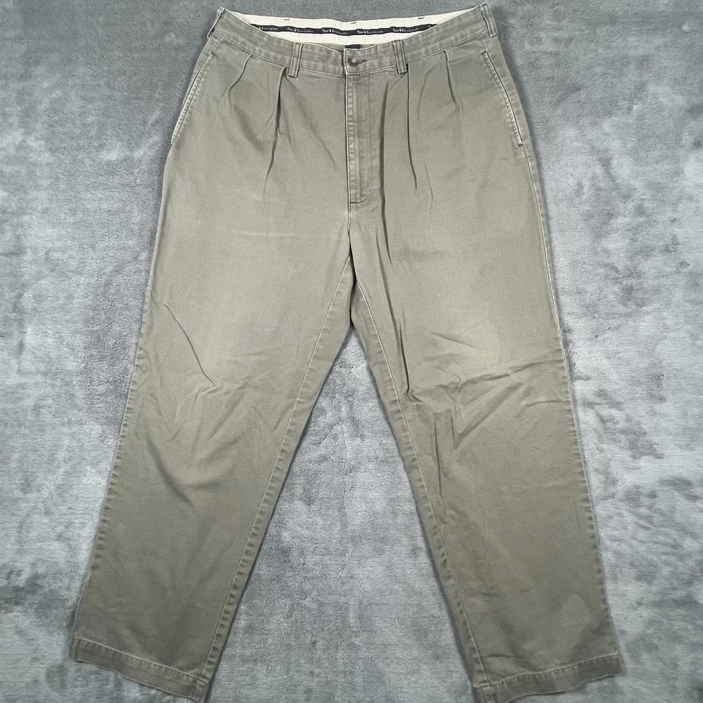 Polo Ralph Lauren Pants Mens 36x30 Khaki‎ Hammond Pleated Chino Classic RN41381